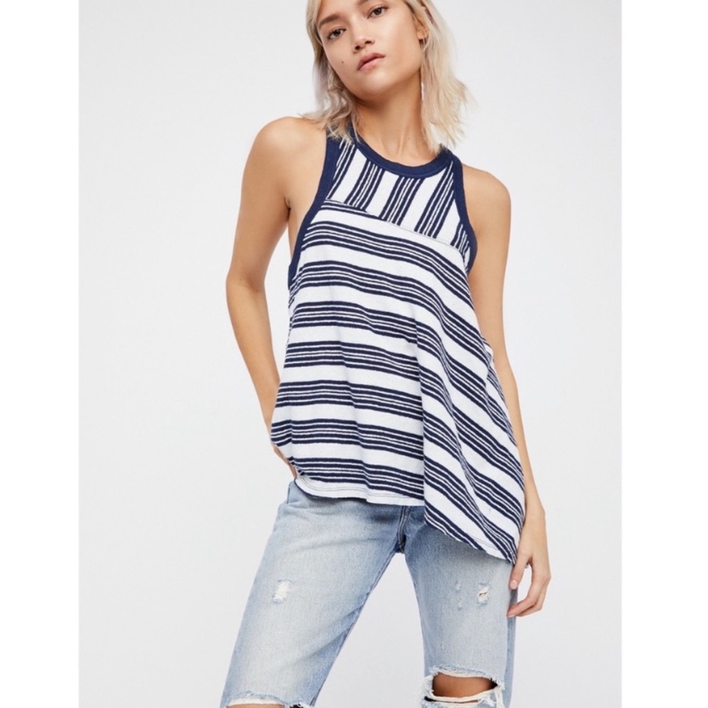 Free People Linen Striped Tank Top
